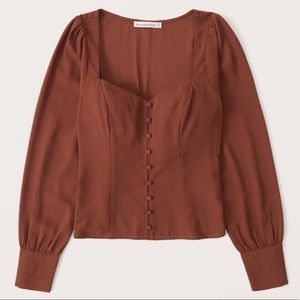 A&F Women’s long sleeve button through v-neck top - NWOT